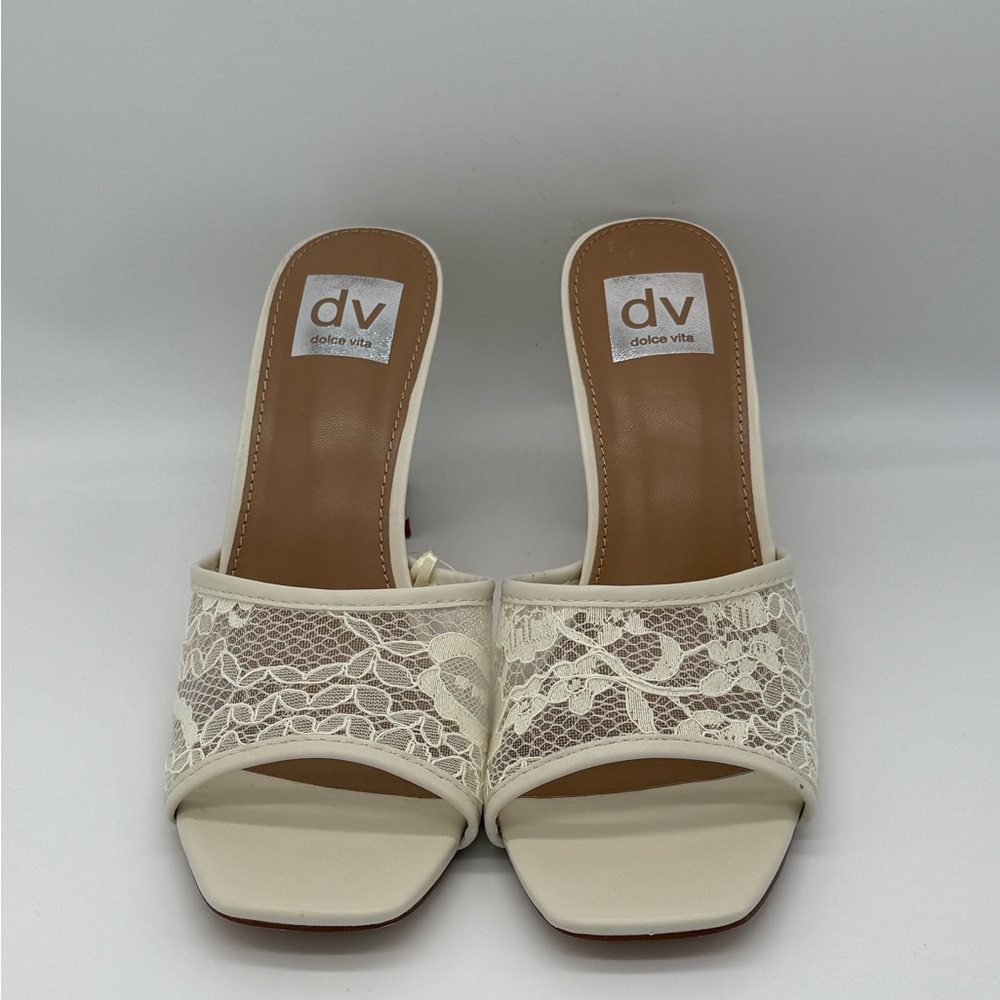 DV Dolce Vita Cream Lace Open Toe Sandals Heels Wedding Prom Formal Size 8